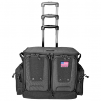 GPS Tactical Rolling Range Bag, Black, Soft Case, Foam Cradle Holds 6 Pistols, Internal Zipper Pocket Holds 4 Pistols, Oversize ATV Wheels, Additional External Pockets for Magazines, Binoculars, Ear Protection, Stapler, and Targets GPS-T2112ROBB