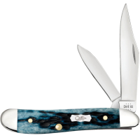 CASE XX Pocket Worn Mediterranean Blue Bone Peach Seed Jig Peanut Folding Knife (51858)