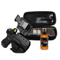 GRITR IWB Appendix Carry Kydex Right Hand Holster for Glock 19 w/ Mag Carrier, Multi-Caliber Firearm Cleaning Kit & Gun Cleaner, Lubricant and Protectant