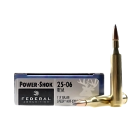 FEDERAL Power-Shok 25-06 Rem. 117 Grain Hot-Cor HP Ammo, 20 Round Box (2506BS)