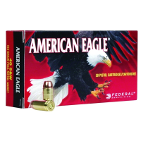 FEDERAL American Eagle 38 Super Auto +P 115 Grain JHP Ammo, 50 Round Box (AE38S3)