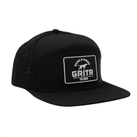 GRITR One Size Casual Trucker Hat for Everyday Wear w/ Patch & Flat-Bill Visor, Black