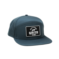 GRITR One Size Casual Trucker Hat for Everyday Wear w/ Patch & Flat-Bill Visor, Light Navy