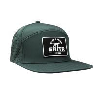 GRITR One Size Casual Trucker Hat for Everyday Wear w/ Patch & Flat-Bill Visor, Steel Green