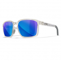 WILEY X EYEWEAR Alfa Sunglasses with Gloss Clear Crystal Frame and Captivate Polarized Blue Mirror Lens (AC6ALF09)