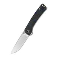 QSP Osprey Ball Bearing Satin Blade Blue Shredded CF Overlay G10 Pocket Knife (QS139-G1-Osprey)