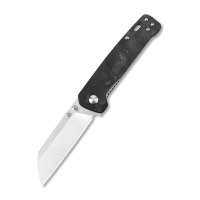 QSP Penguin Copper Washer Satin Blade Black Shredded CF G10 Pocket Knife (QS130-T-Penguin)