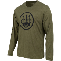 BERETTA Men's Trident Logo Heather Mil Green Long Sleeve Shirt (TS229T189007AU)