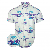 RETRO RIFLE Palm White/Purple Button Down Shirt, Medium (PALMWHITEPURPLE-M)