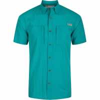 DRAKE Men's Classic BD Seersucker Minicheck Ceramic Teal Heather SS Shirt (DS2240-CRT)