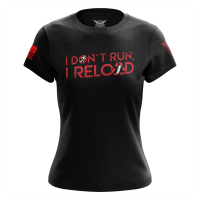 WE THE PEOPLE HOLSTERS Women's I Don't Run Black/Red Short Sleeve Shirt (CREWF-K_0168-R-FL)