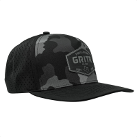 GRITR One Size Casual Trucker Hat w/ Pre-Curved Visor, Black Camo