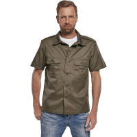 BRANDIT INDIVIDUAL WEAR Men's Worker Olive Short Sleeve Shirt (4101-15001)