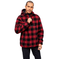 BRANDIT INDIVIDUAL WEAR Men's Hooded Fleece Quarter Zip Red/Black Checkered Pullover (5023-13041)
