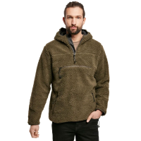 BRANDIT INDIVIDUAL WEAR Men's Hooded Fleece Quarter Zip Olive Pullover (5023-15001)