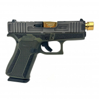 GLOCK 43X MCFLY 9mm 3.9in Gold Threaded Barrel 10rd Distressed OD Green/Distressed Silver Pistol (PX4350201MCFYGB)