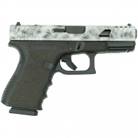 GLOCK 19 Gen 3 Custom 9mm Luger 2x15rd 4.02in Static Stipple Frame/Sliver Marbled Slide Semi-Auto Pistol (UI1950203 MODSMME)