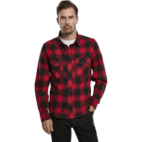 BRANDIT INDIVIDUAL WEAR Men's Flannel Check Red/Black Charcoal Long Sleeve Shirt (4002-13041)