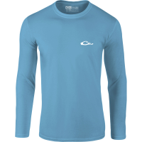 DRAKE Men's Icon Logo Provence Blue Long Sleeve Crew Shirt (DS9551-PVB)