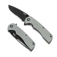 GRITR Stealth Folding Pocket Knife w/ 3.5" D2 Steel Blade, G10 Scales, Gray