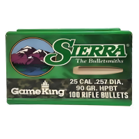 SIERRA GameKing 25 Caliber 90Gr Hollow Point Boat Tail 100/Box Rifle Bullets (1615)