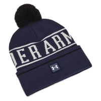 UNDER ARMOUR Men's Halftime Pom Midnight Navy/Summit White Beanie (1386634-410-OSFM)