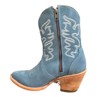 CORRAL Women's Steel Blue Embroidery Ankle Boots (N0008)
