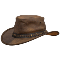 OUTBACK TRADING Iron Bark Brindle Brown Leather Hat (1377-BDL)