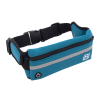 RunUnited Waist Pack for Running, Hiking & Gym - Waterproof Running Accessory w/ Phone Holder & Reflective Stripe, Blue