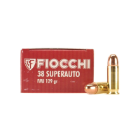 FIOCCHI 38 Super Auto 129 Grain FMJ Ammo, 50 Round Box (38SA)