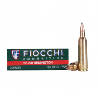 FIOCCHI 222-50 Rem. 55 Grain PSP Ammo, 20 Round Box (22250B)