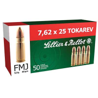 SELLIER & BELLOT 7.62 Tokarev 85 Grain FMJ Ammo, 50 Round Box (SB762TOK)