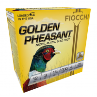 FIOCCHI Golden Pheasant 12Ga 3in #4 Nickel-Plated 25rd/Box Shotshell (123GP4)