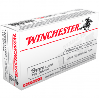 WINCHESTER USA 9mm 115Gr Jacketed Hollow Point 50rd Box Bullets (USA9JHP)