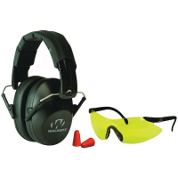 WALKERS GAME EAR GWP-FPM1GFP PRO Low-Profile Folding Muff with Sport Glasses & Ear Plugs Combo (Black) (GWP-FPM1GFP)