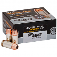 SIG SAUER Elite V-Crown 45 ACP 185GR JHP 50rd Box Bullets (E45AP0-50)