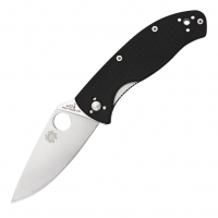 SPYDERCO Tenacious G-10 Black Handle PlainEdge Folding Knife (C122GP)