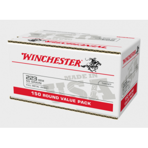 Winchester Ammunition 223 Remington 55gr FMJ -150 Round Box - Factory New, Brass Case