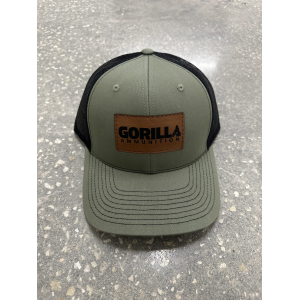 Gorilla Ammunition Leather Patch Trucker Hat (Color: Loden, Black)