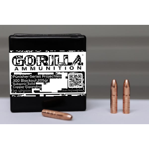 Gorilla 300BLK 205gr Solid Copper Subsonic Expanding Projectiles (Quantity of 50)