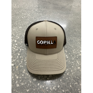 Gorilla Ammunition Leather Patch Trucker Hat (Color: Khaki, Coffee)