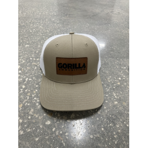 Gorilla Ammunition Leather Patch Trucker Hat (Color: Khaki, White)