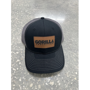Gorilla Ammunition Leather Patch Trucker Hat (Color: Black, Charcoal)