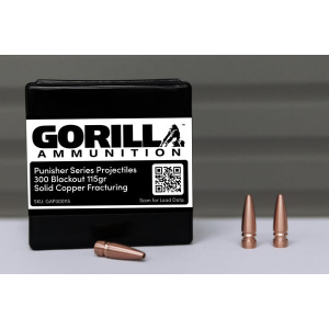 Gorilla 300 Blackout 115gr Solid Copper Fracturing Projectiles (Quantity of 50) NOT LOADED AMMO