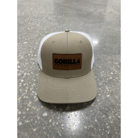 Gorilla Ammunition Leather Patch Trucker Hat (Color: Khaki, White)