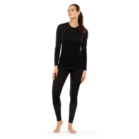 La Sportiva Wool40 Aero Women's Longsleeve Shirt, Black/Hibiscus, Small