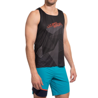 La Sportiva Comp Men's Tank Top, Black/Cherry Tomato, XS