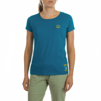 La Sportiva Climbing On The Moon Women's T-Shirt, Turchese/Giallo, Small