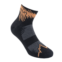 La Sportiva Fast Running Socks, Black/Papaya, 2XL