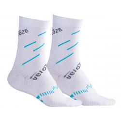 VeloToze Active Compression Cycling Socks (White/Blue) (S/M) - CSC-WHB-08-SM